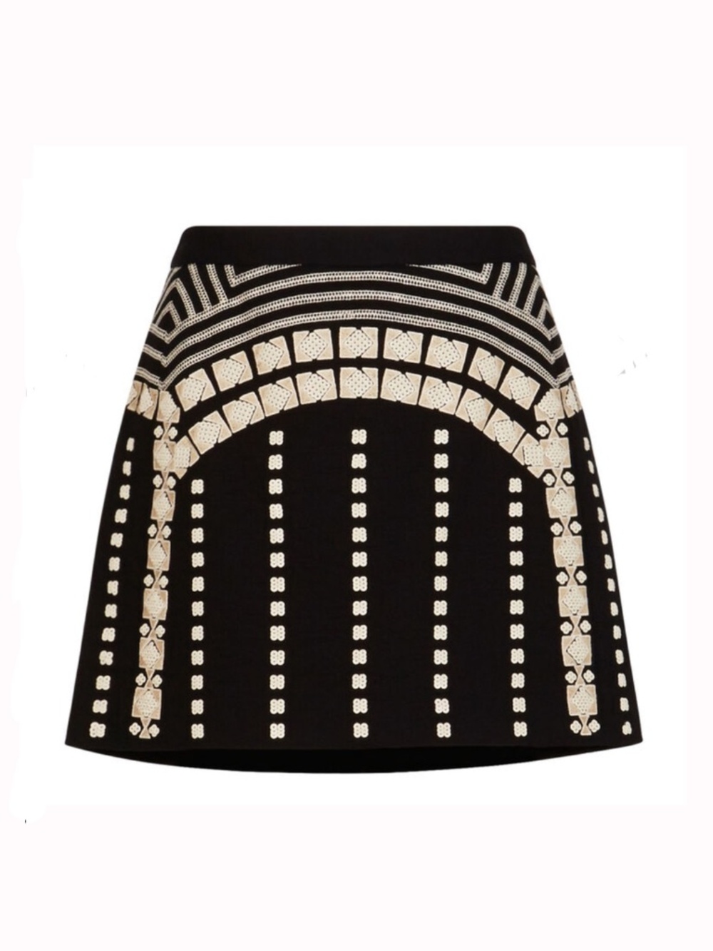 NWT BCBGMaxAzria Lannia Geometric Embroidered Sequined Mini Skirt, Sz 0